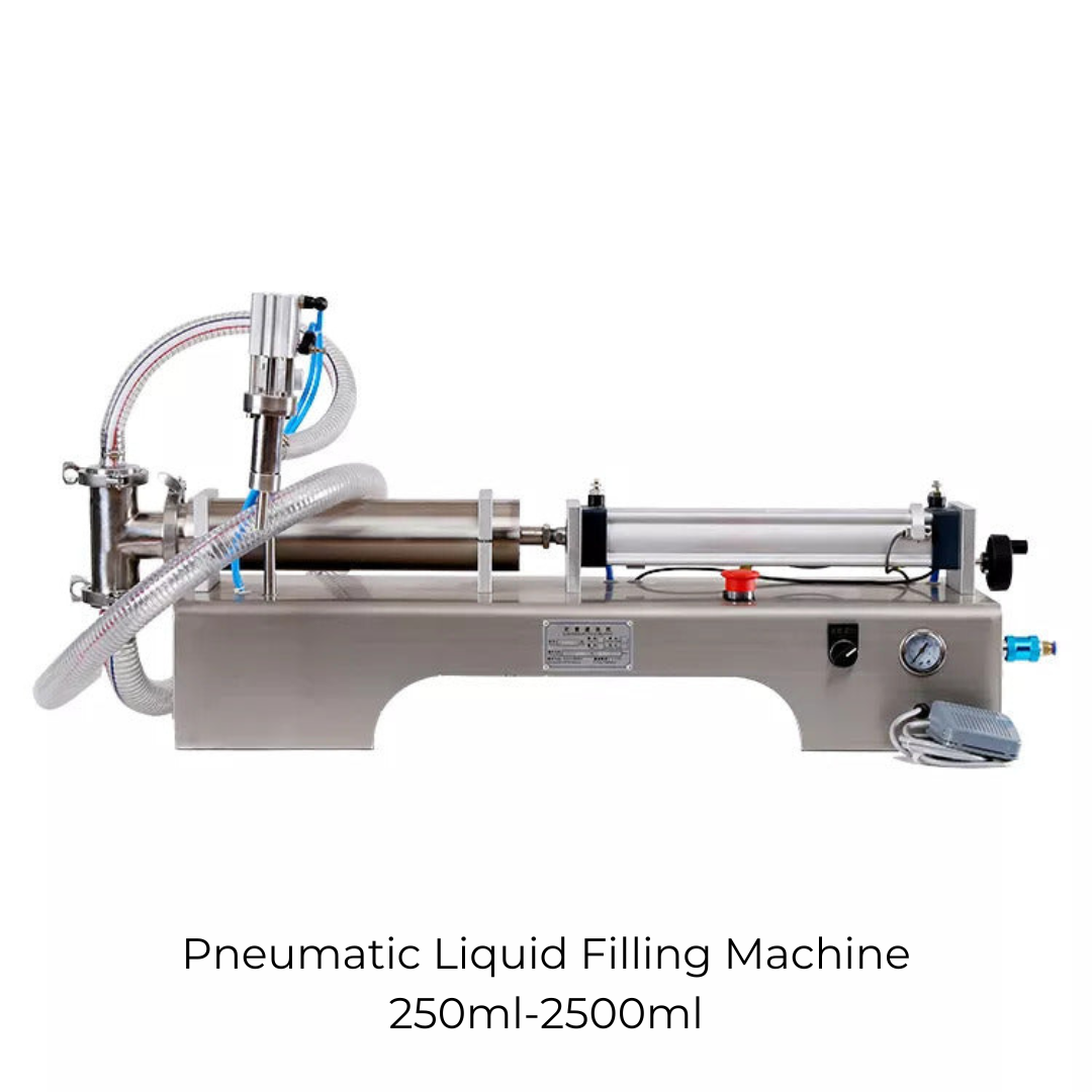 Horizontal Pneumatic Liquid Filling Machine (250-2500ml) - Single Nozzle Precision Filler