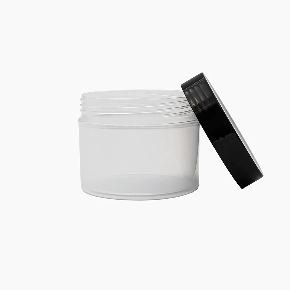 125 g Cosmetic Jar (65 mm neck) - Natural with Black Lid