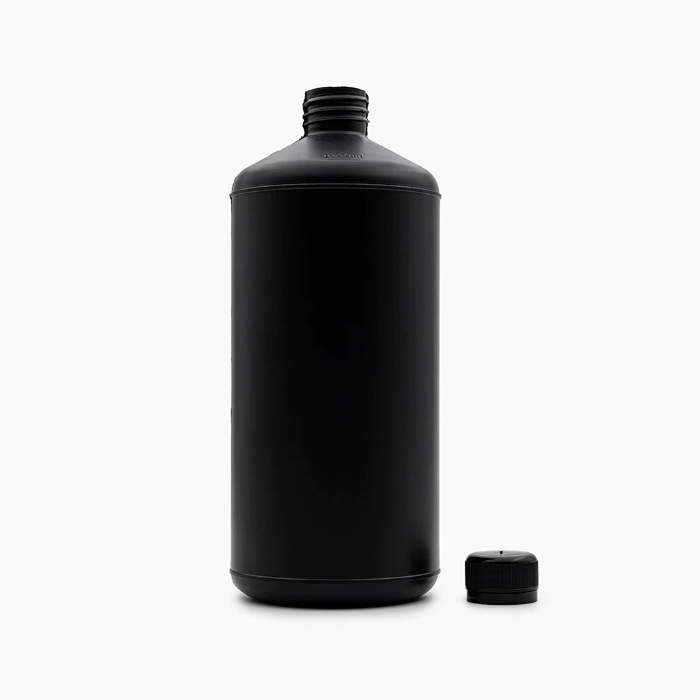 1 L HDPE Bottle (28 mm neck) - With Closure - Black