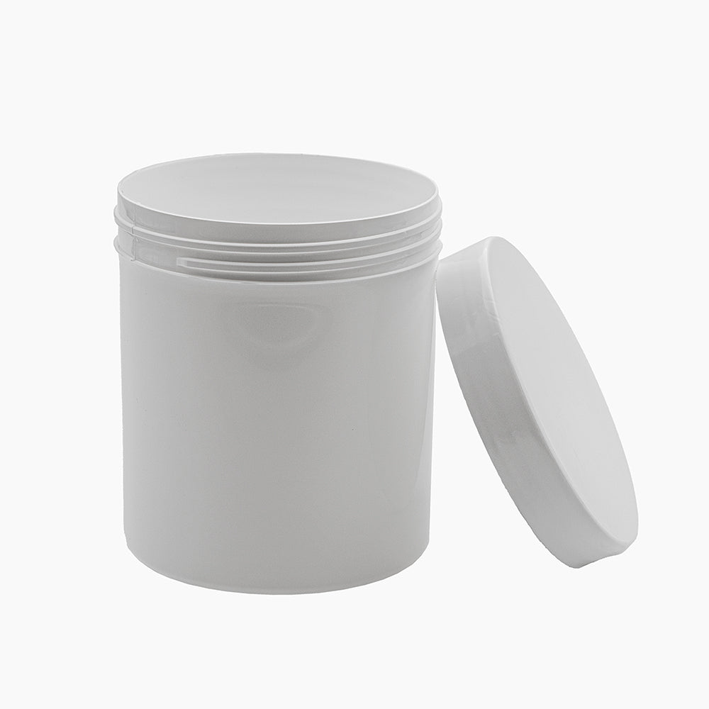 500 g Cosmetic Jar (90 mm neck) - White with White Lid