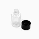 50 ml PET Sharp Cylindrical Bottle (20 mm neck) - Including Closure & Dropper Plug - Clear with Black Lid