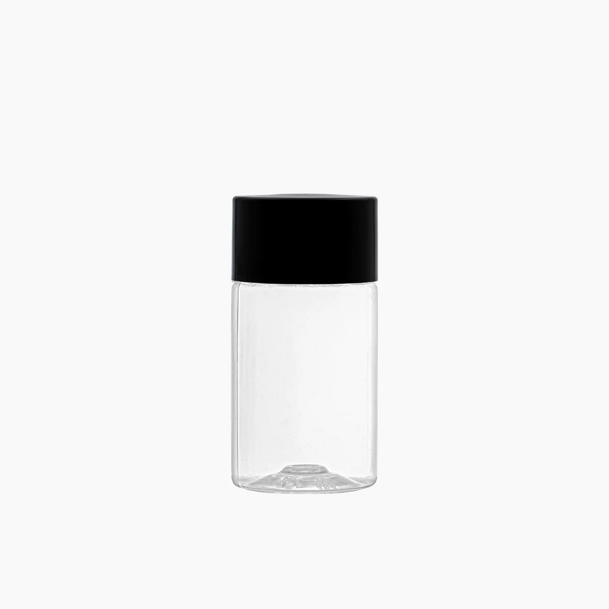 50 ml PET Sharp Cylindrical Bottle (20 mm neck) - Including Closure & Dropper Plug - Clear with Black Lid