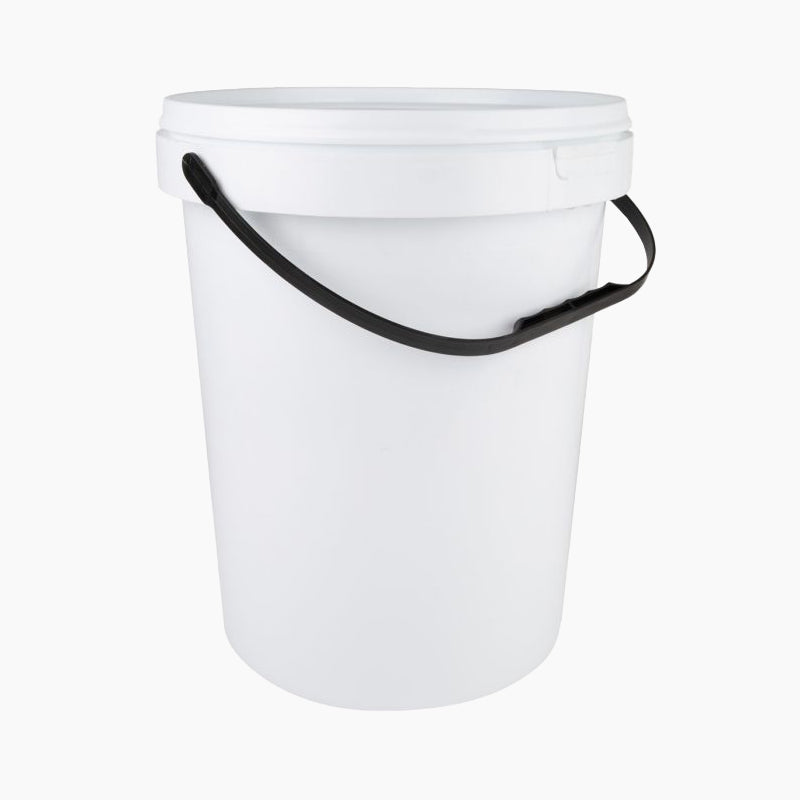 25L White HDPE Bucket (With Black Handle)