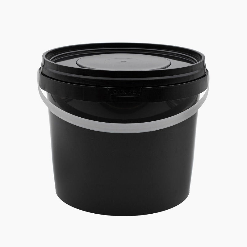 Black 10L HDPE Bucket Tamper Evident On White Background | Plastic Packaging | Brightpack Plastic & Glass Packaging