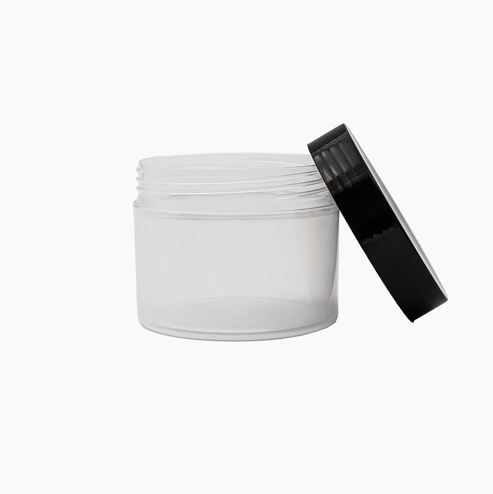 125g Natural Cosmetic Jar with Black Lid (65mm neck)