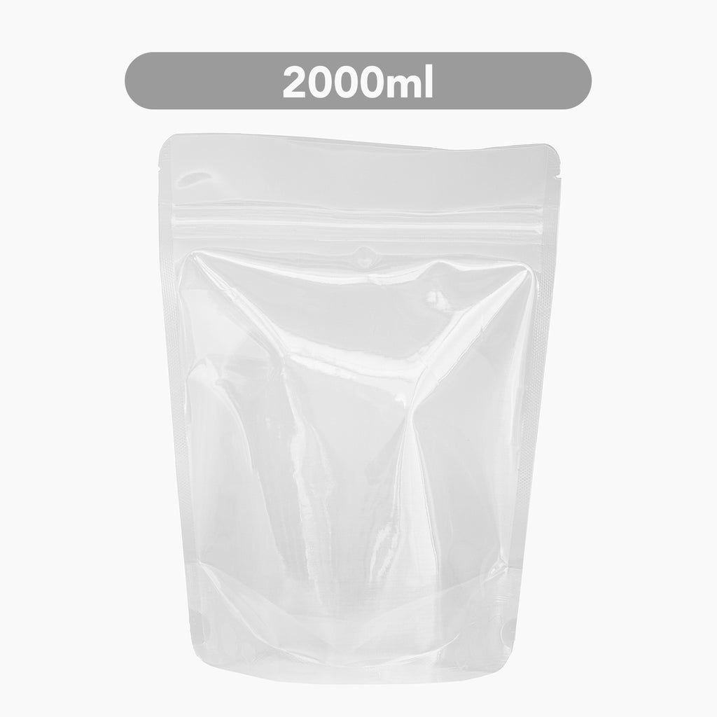 2000ml Clear Stand-Up Pouches (Zipper)