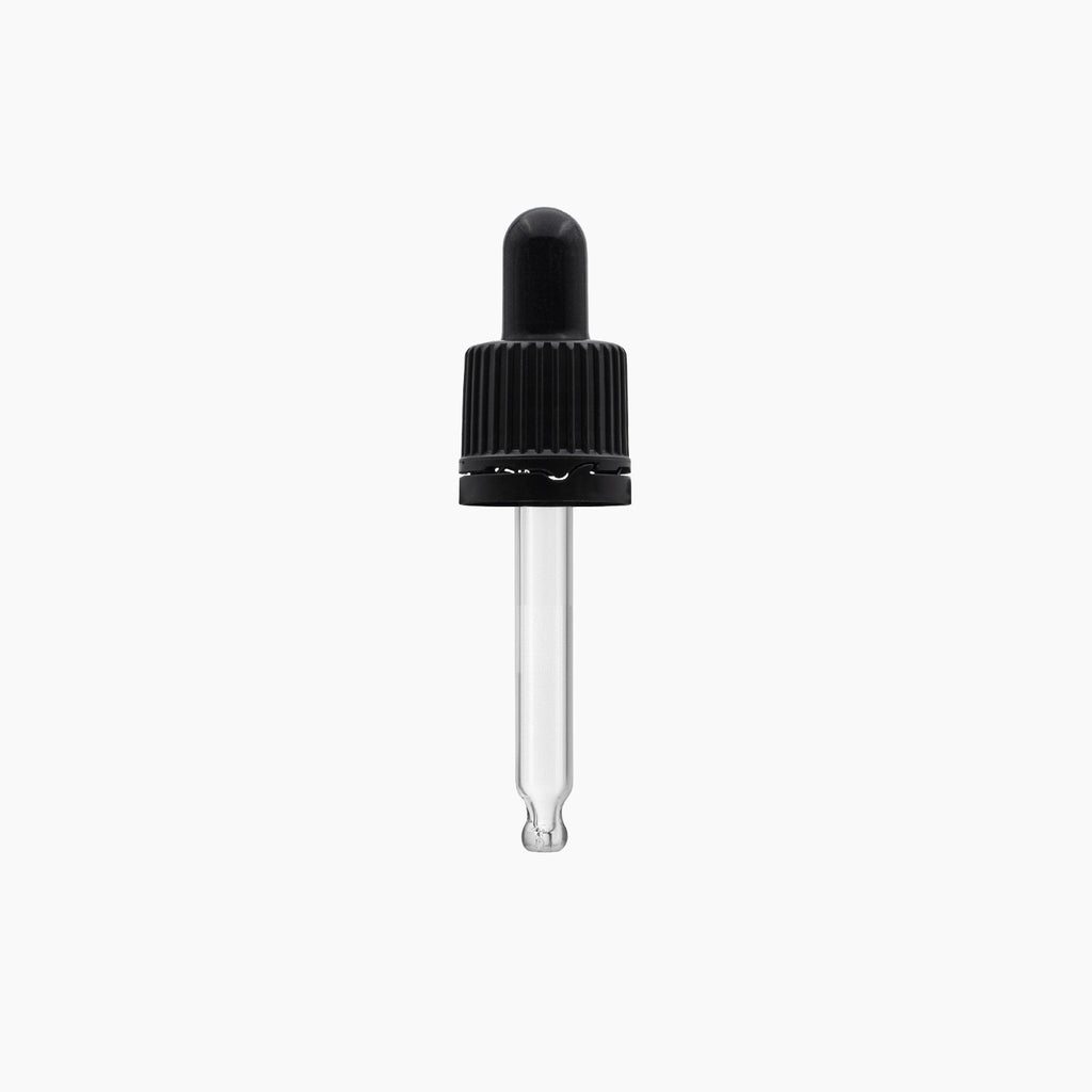 18mm 20ml Black Pipette Dropper Cap On White Background | Brightpack Closures And Accessories