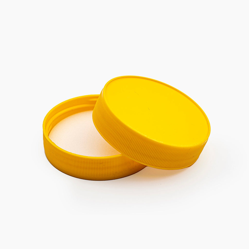 Yellow 63mm Plastic Honey Jar Lid On A White Background | Brightpack Closures And Accessories