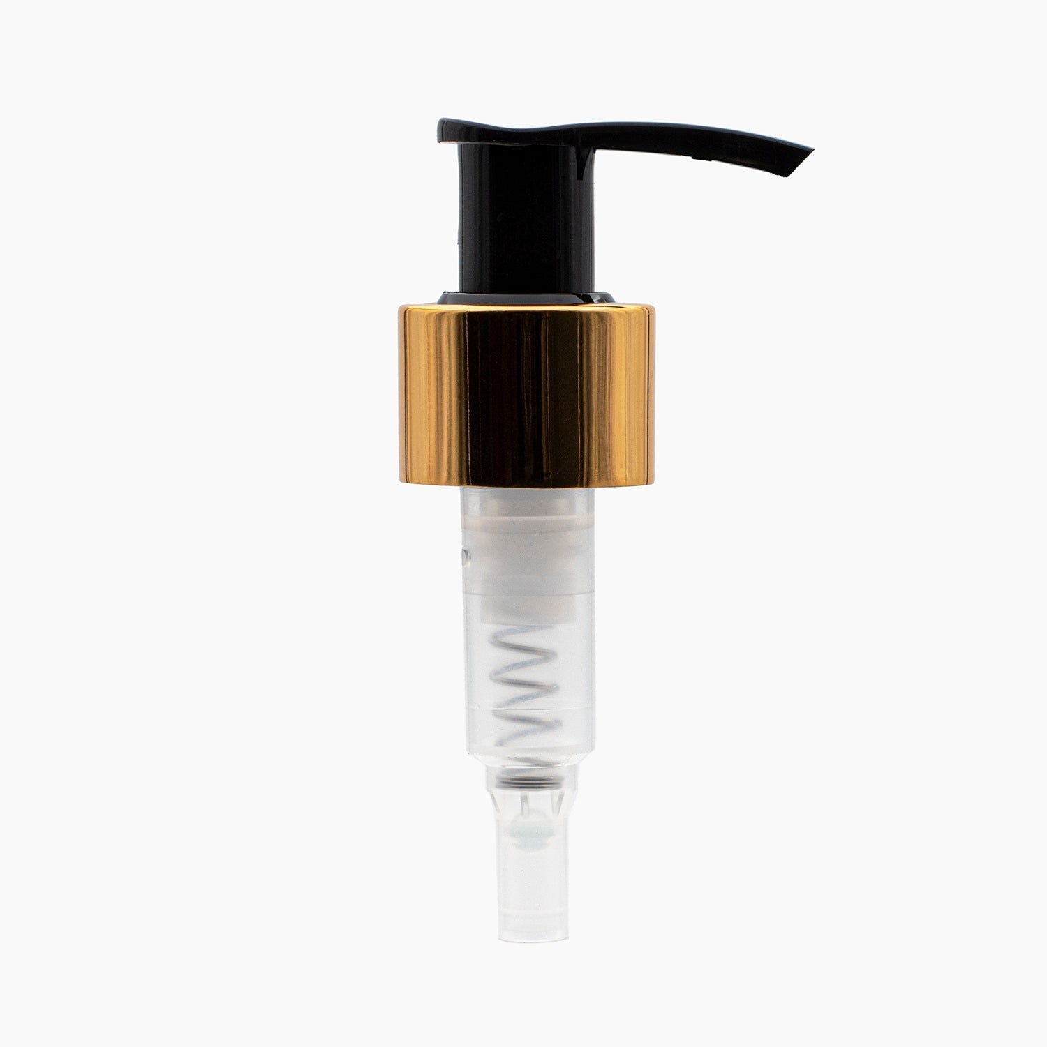 Gold Collar Black 24mm Plastic Lotion Pump Cap On White Background | Brightpack Closures And Accessories