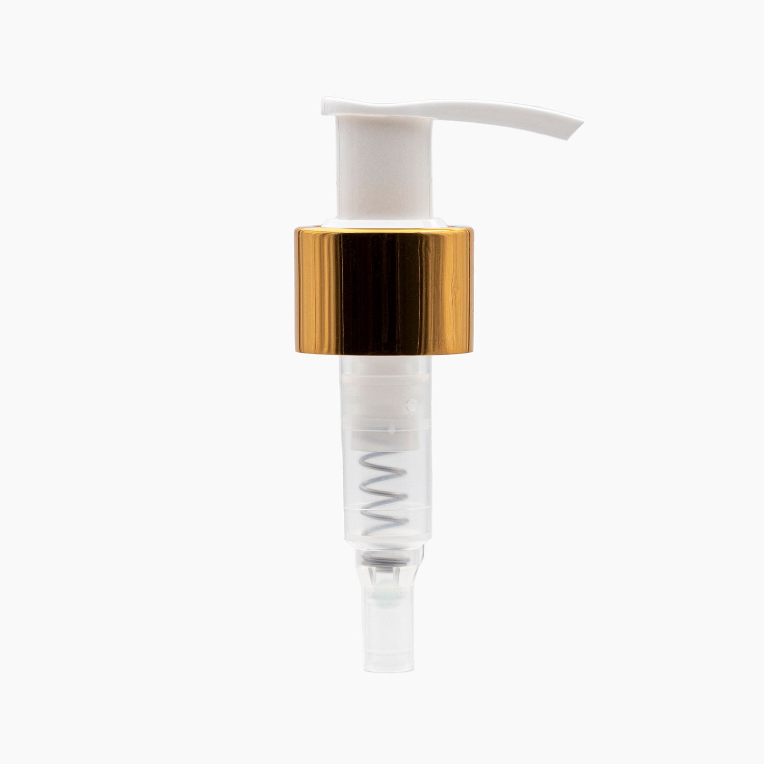 Gold Collar White 24mm Plastic Lotion Pump Cap On White Background | Brightpack Closures And Accessories