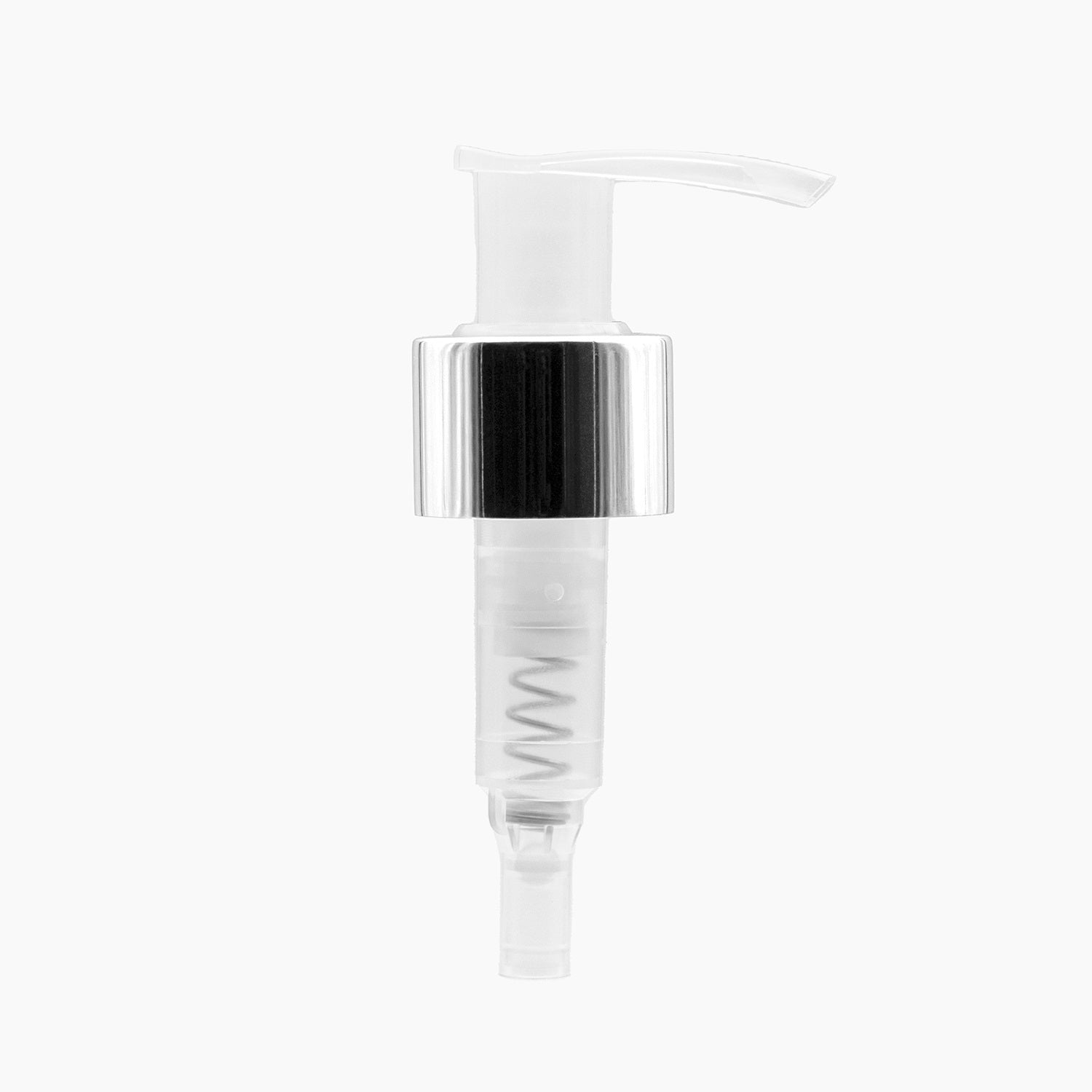 Silver Collar Natural 24mm Plastic Lotion Pump Cap On White Background | Brightpack Closures And Accessories